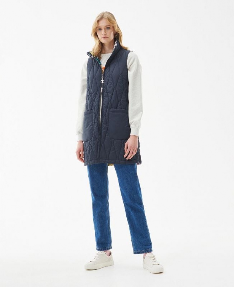 Navy Women Barbour Acanthus Reversible Vest | US-4375OGXEH