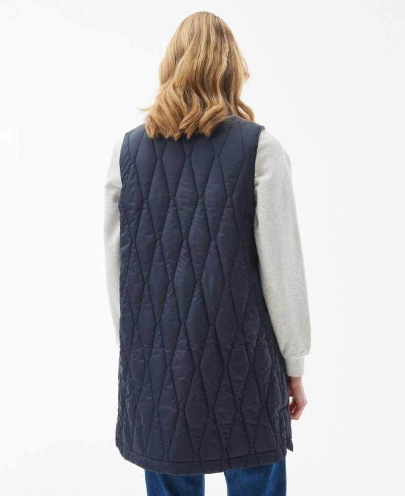 Navy Women Barbour Acanthus Reversible Vest | US-4375OGXEH