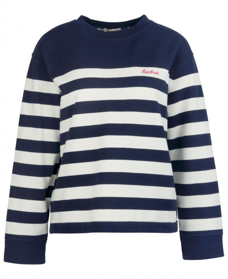 Navy Women Barbour Aster Sweatshirt | US-1065YWVUM