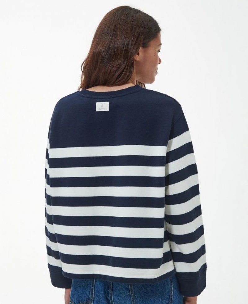 Navy Women Barbour Aster Sweatshirt | US-1065YWVUM