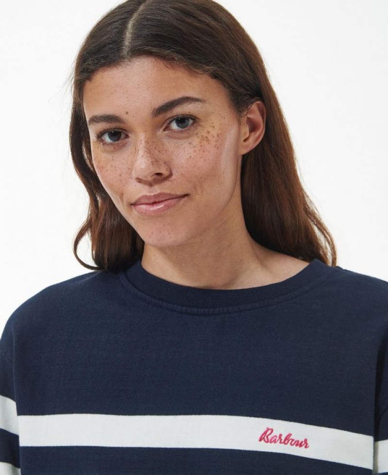 Navy Women Barbour Aster Sweatshirt | US-1065YWVUM