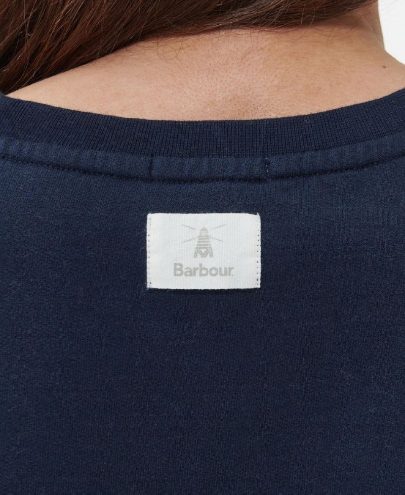 Navy Women Barbour Aster Sweatshirt | US-1065YWVUM