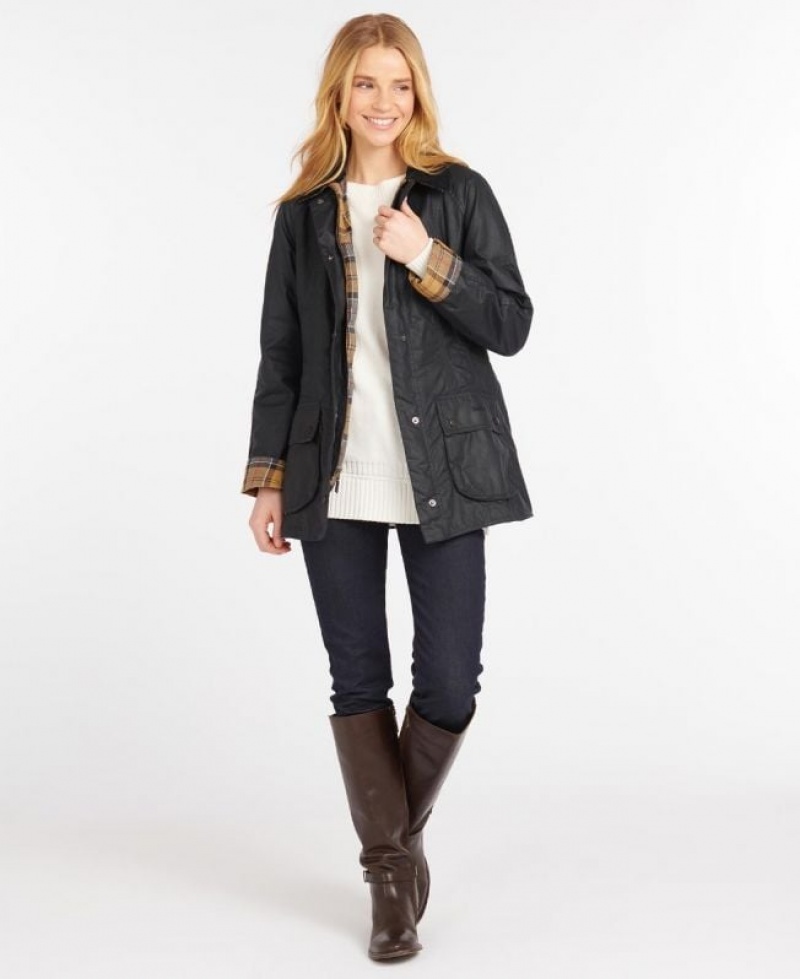 Navy Women Barbour Beadnell® Waxed Jacket | US-4180MIZAH