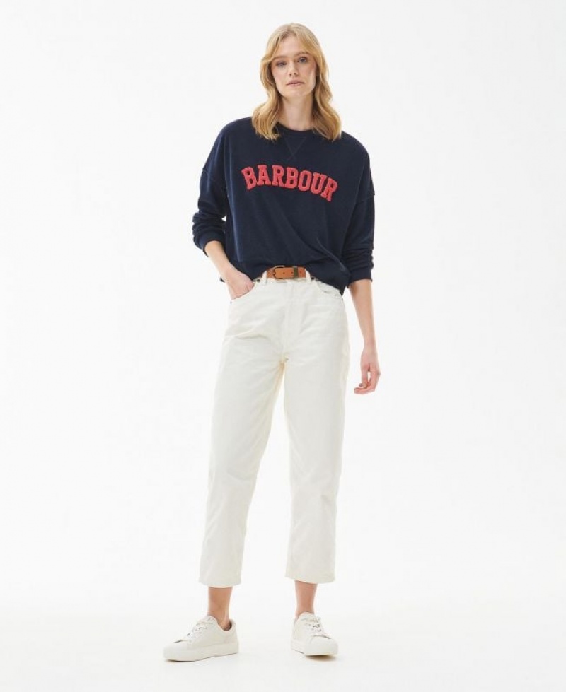 Navy Women Barbour Bracken Sweatshirt | US-0345OLCAM