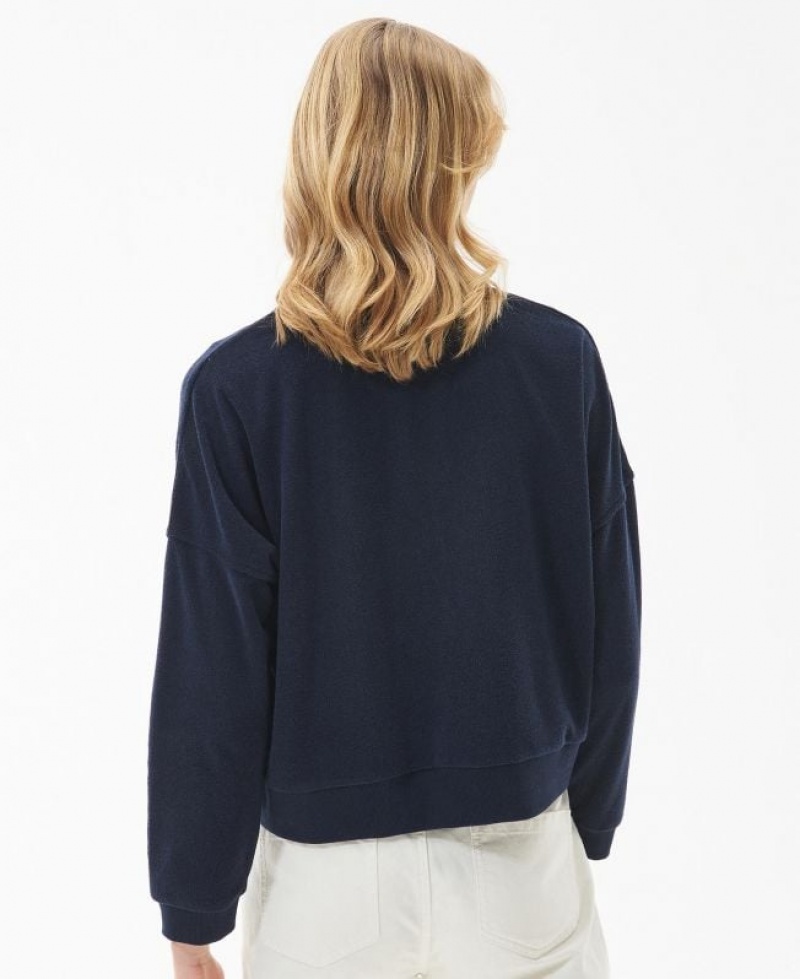 Navy Women Barbour Bracken Sweatshirt | US-0345OLCAM