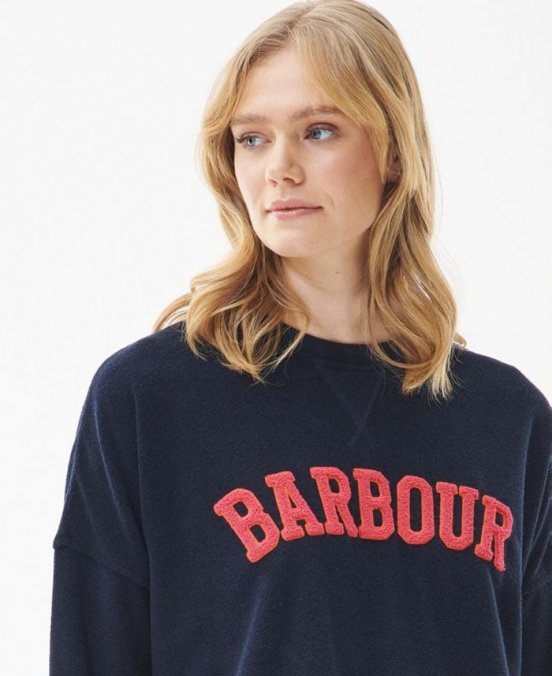 Navy Women Barbour Bracken Sweatshirt | US-0345OLCAM