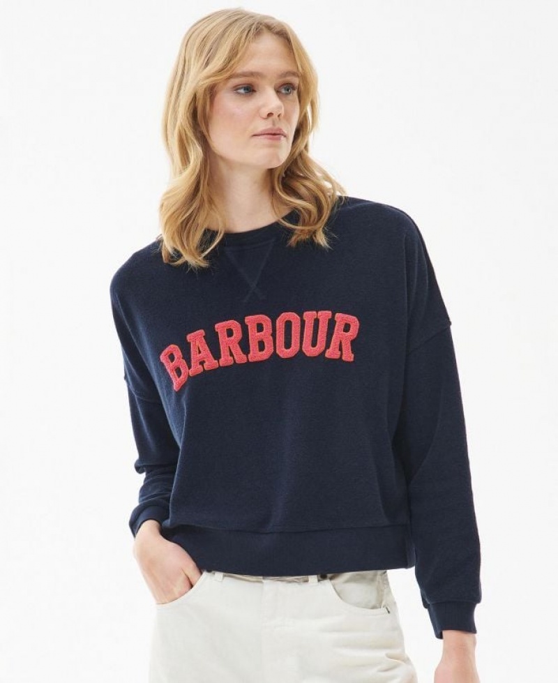 Navy Women Barbour Bracken Sweatshirt | US-0345OLCAM