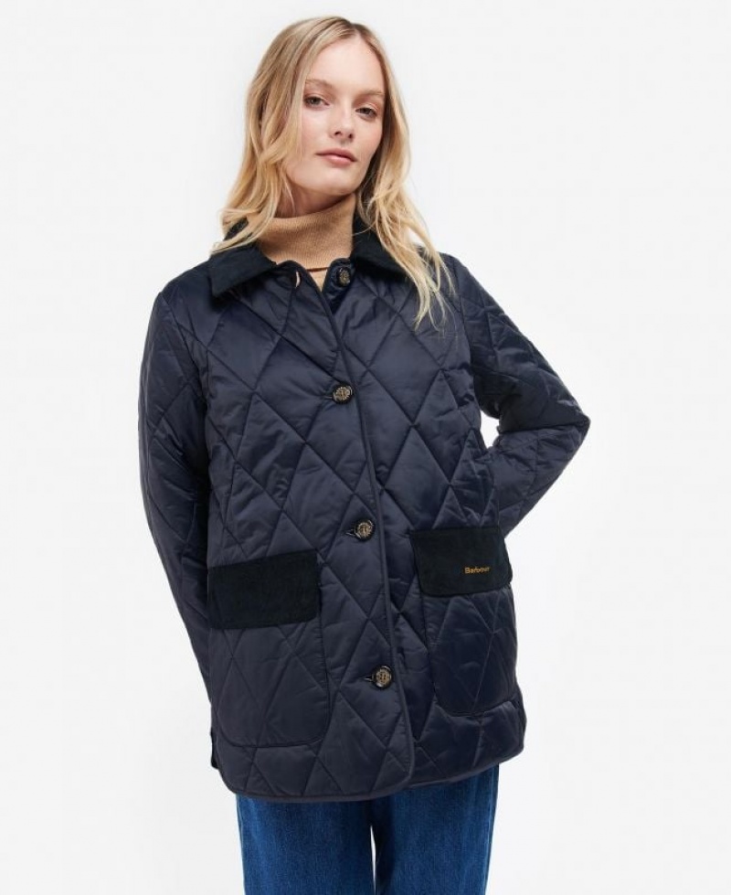 Navy Women Barbour Bragar Quilted Jacket | US-0785SDPEI