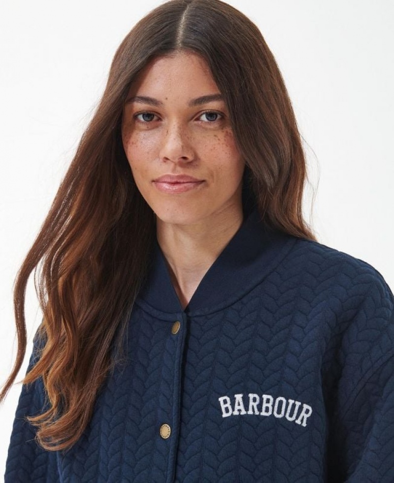 Navy Women Barbour Chesil Bomber Fleece | US-1746NPMSR