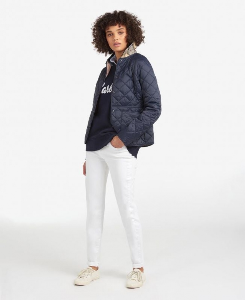 Navy Women Barbour Deveron Quilted Jacket | US-4830TOKAZ