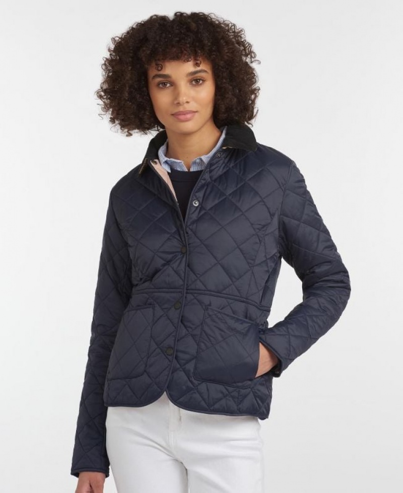 Navy Women Barbour Deveron Quilted Jacket | US-4830TOKAZ