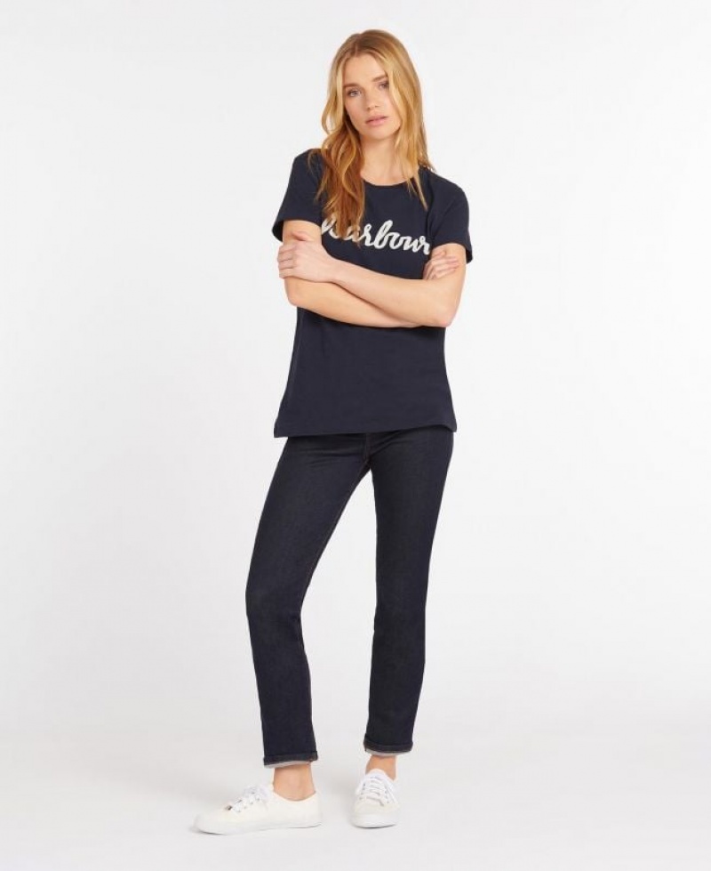 Navy Women Barbour Essential Slim Jeans | US-3907VLCZN