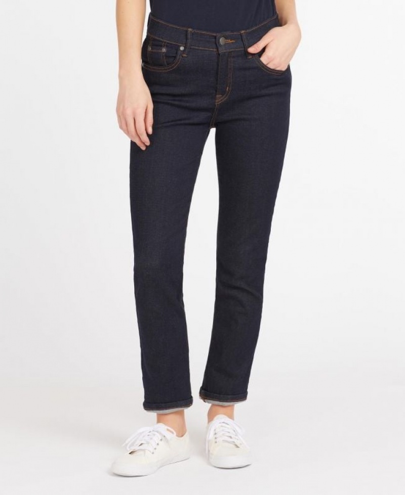 Navy Women Barbour Essential Slim Jeans | US-3907VLCZN