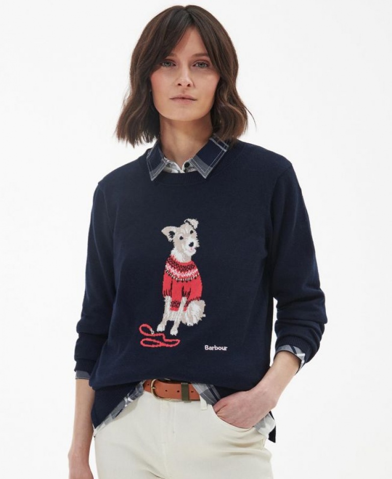 Navy Women Barbour Fareham Knitted Sweater | US-9586ZMAIR