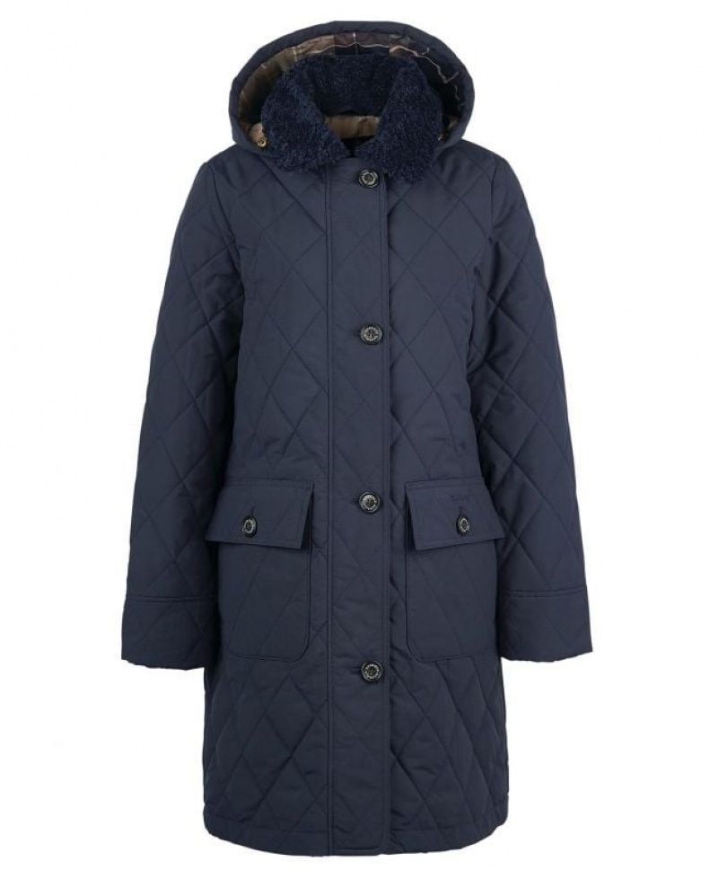 Navy Women Barbour Fox Quilted Jacket | US-2861IAOZC