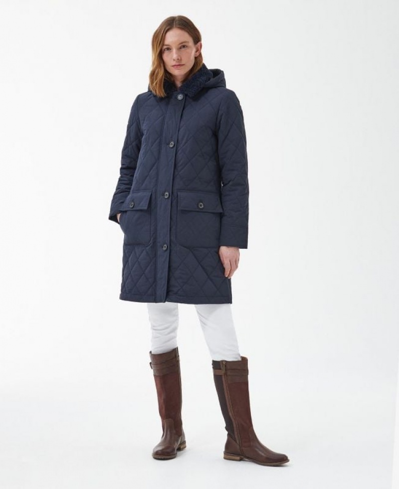 Navy Women Barbour Fox Quilted Jacket | US-2861IAOZC