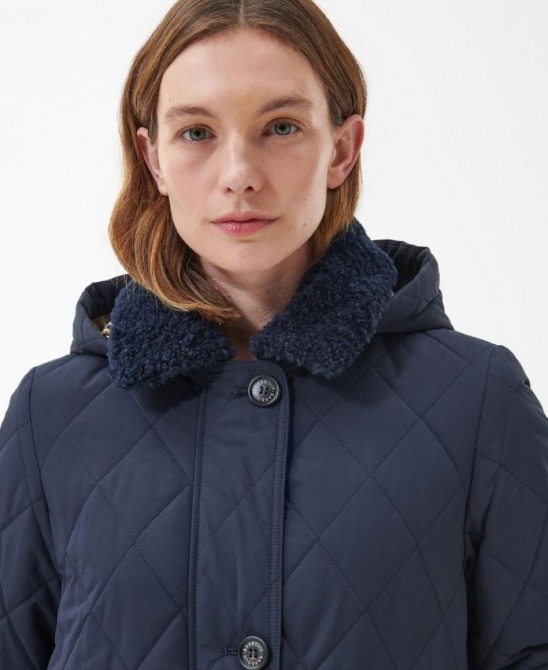 Navy Women Barbour Fox Quilted Jacket | US-2861IAOZC