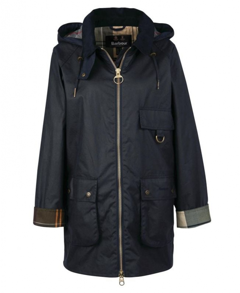 Navy Women Barbour Highclere Waxed Jacket | US-6784WIFGS