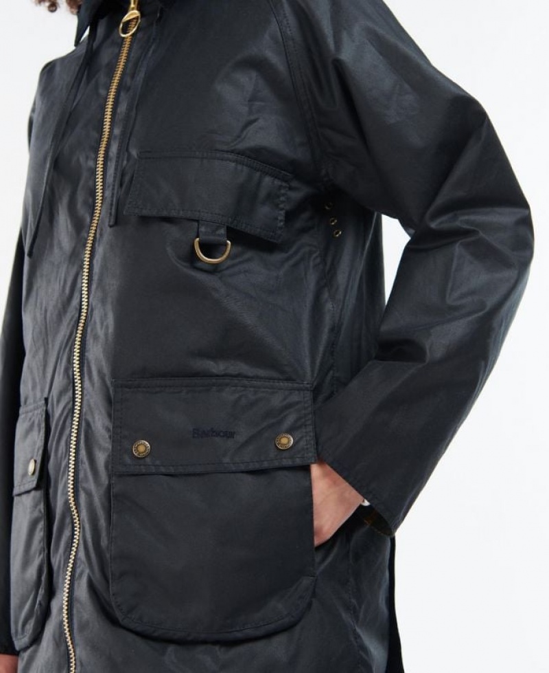 Navy Women Barbour Highclere Waxed Jacket | US-6784WIFGS