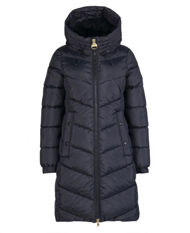 Navy Women Barbour International Boston Longline Quilted Jacket | US-9164PBJIU