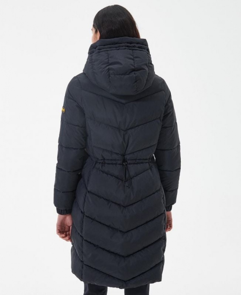 Navy Women Barbour International Boston Longline Quilted Jacket | US-9164PBJIU