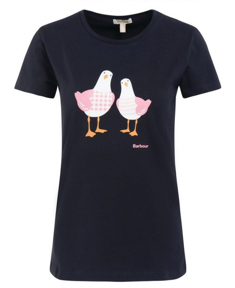 Navy Women Barbour Melrose T-Shirts | US-3846PIXFK