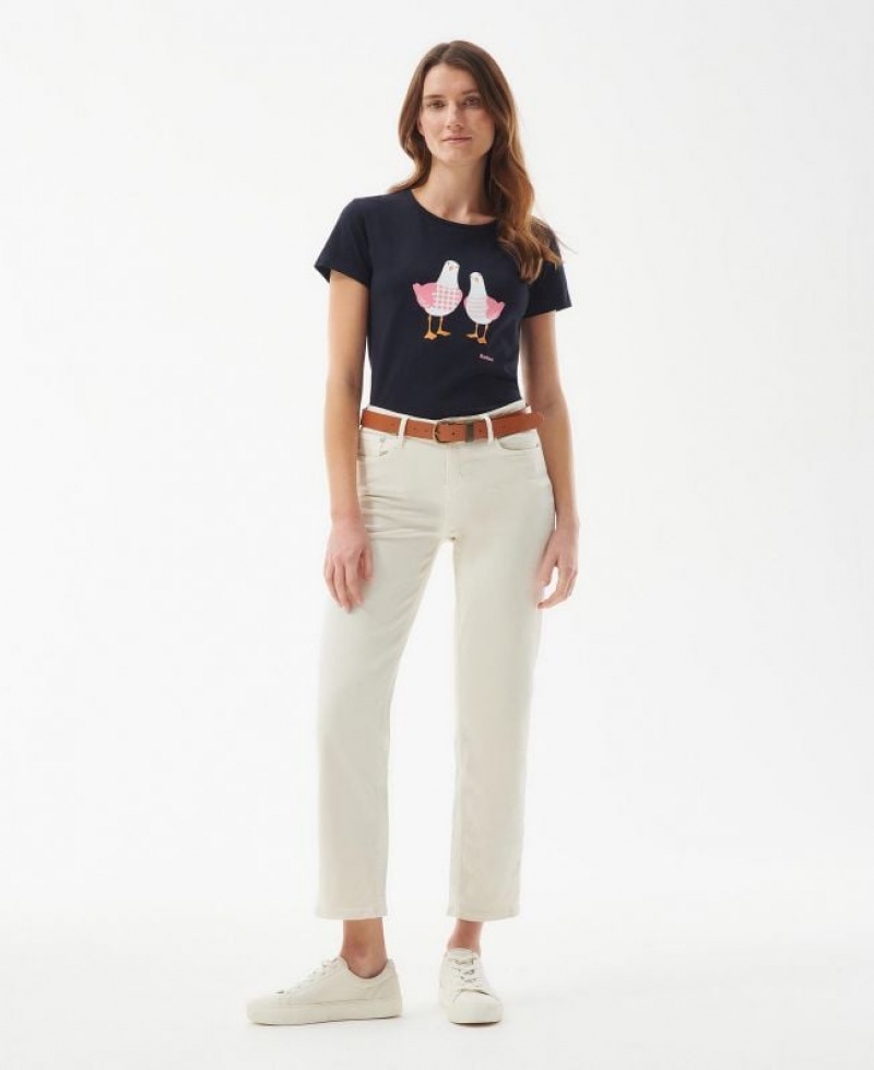 Navy Women Barbour Melrose T-Shirts | US-3846PIXFK