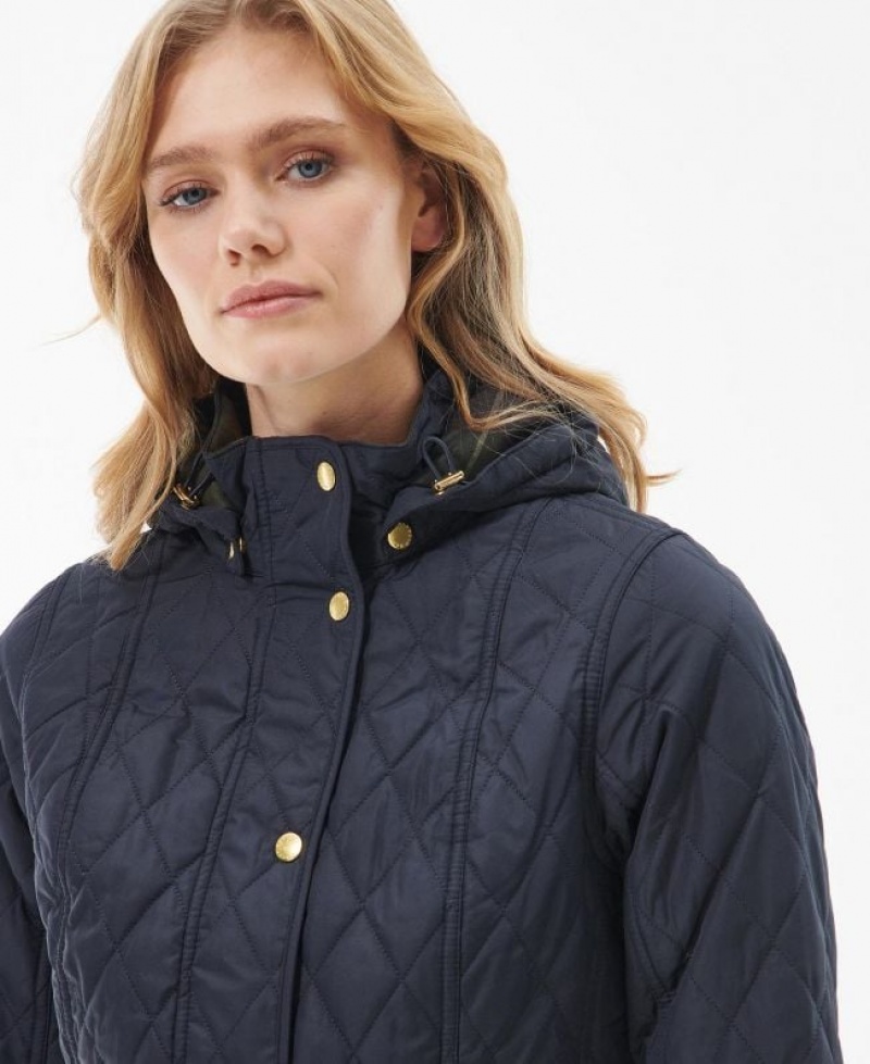 Navy Women Barbour Millfire Quilted Jacket | US-7623TEUJZ