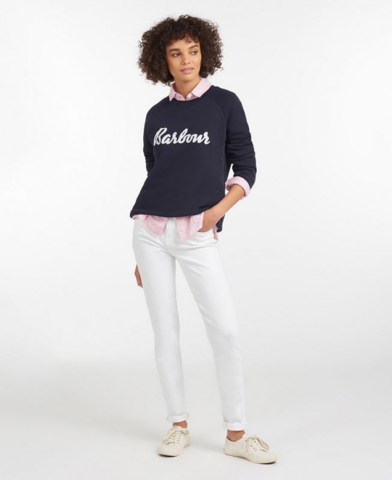 Navy Women Barbour Otterburn Sweatshirt | US-6092PXDBR