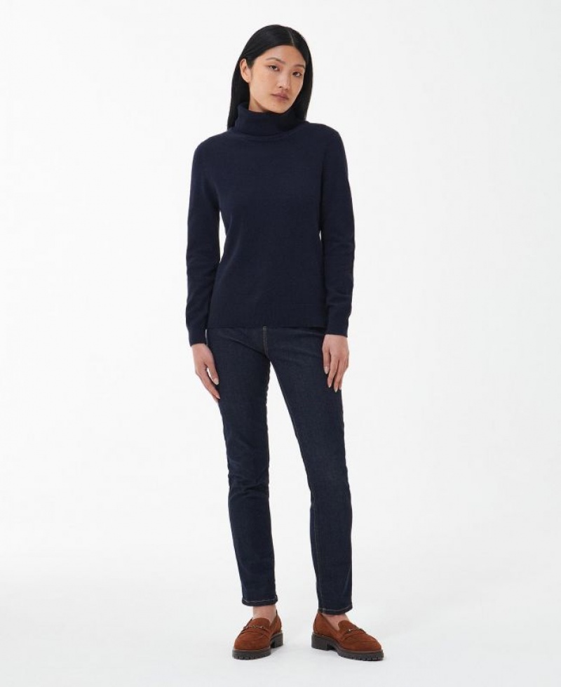 Navy Women Barbour Pendle Roll-Neck Sweatshirt | US-4589MHIWL