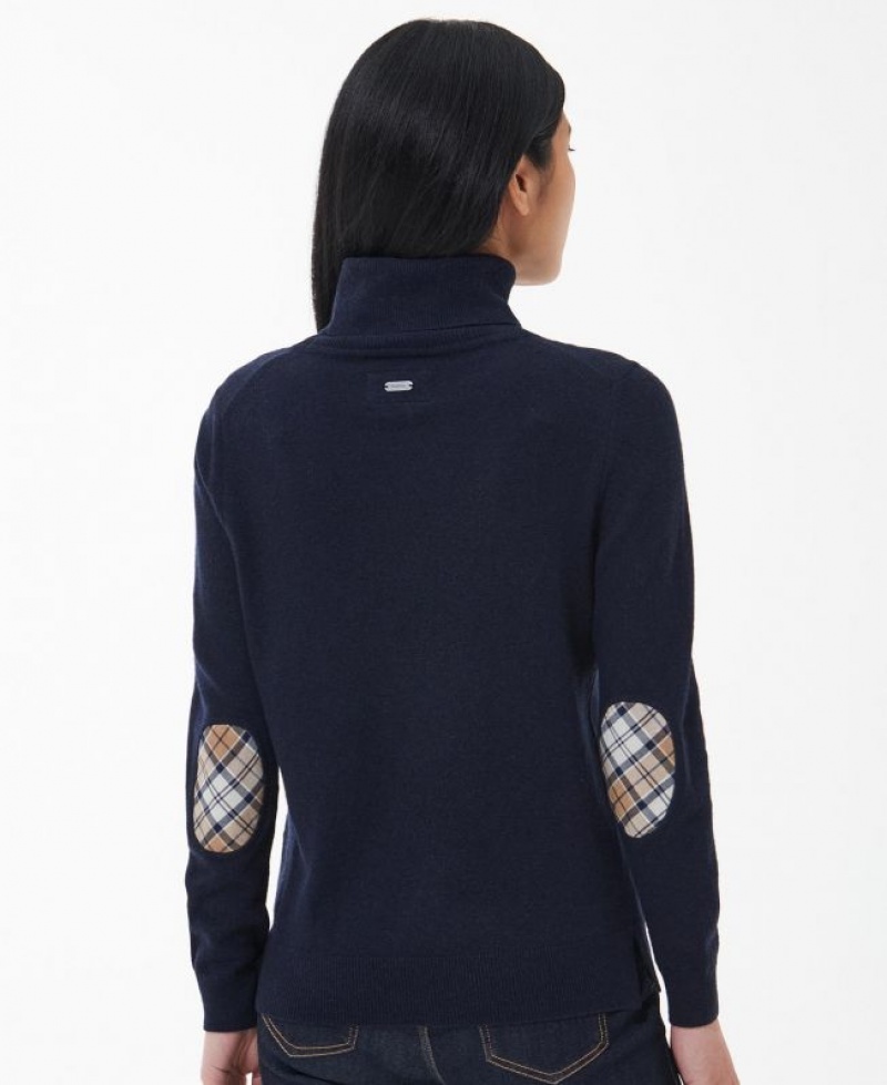 Navy Women Barbour Pendle Roll-Neck Sweatshirt | US-4589MHIWL