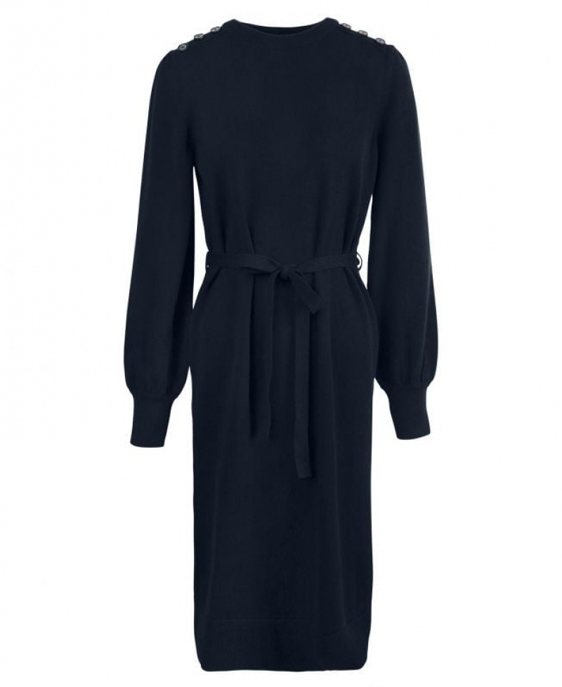 Navy Women Barbour Perch Knitted Midi Dress | US-5037JBYGL