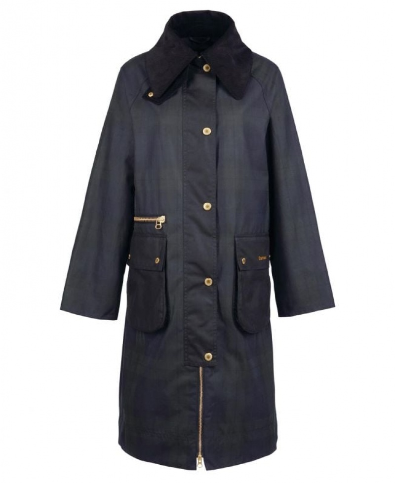 Navy Women Barbour Printed Townfield Trench Coat | US-0173IYVNA