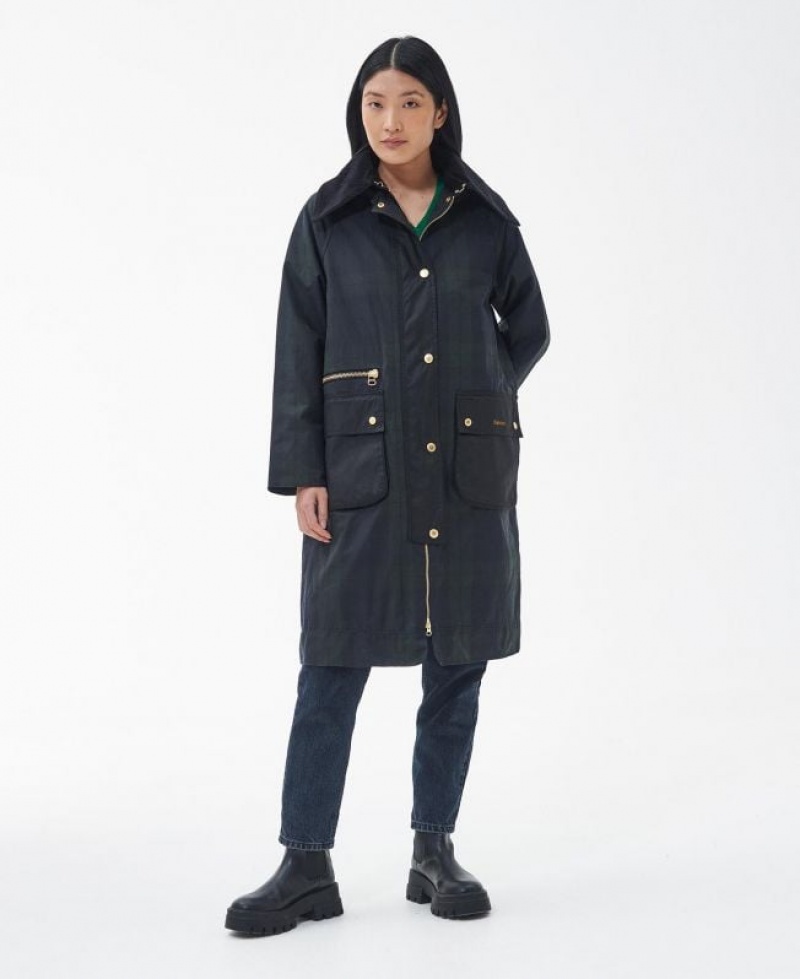 Navy Women Barbour Printed Townfield Trench Coat | US-0173IYVNA