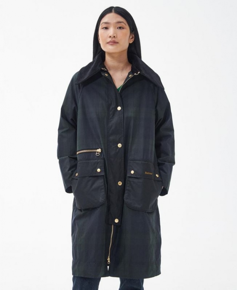 Navy Women Barbour Printed Townfield Trench Coat | US-0173IYVNA