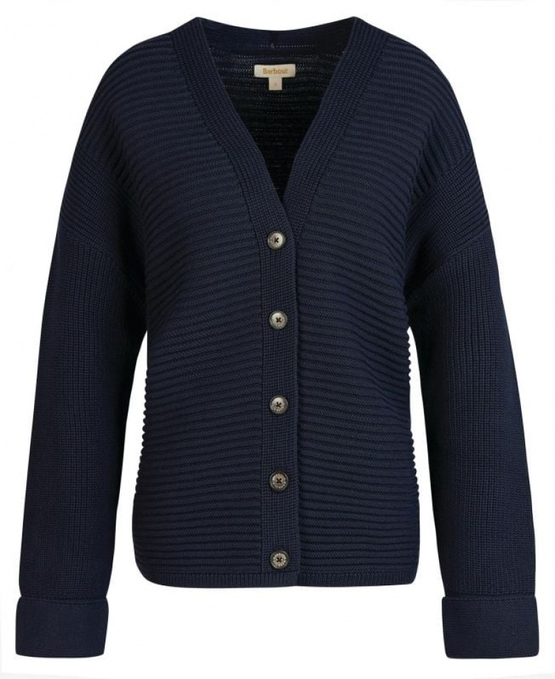 Navy Women Barbour Stitch Guernsey Button Cardigan | US-9571WRTEY