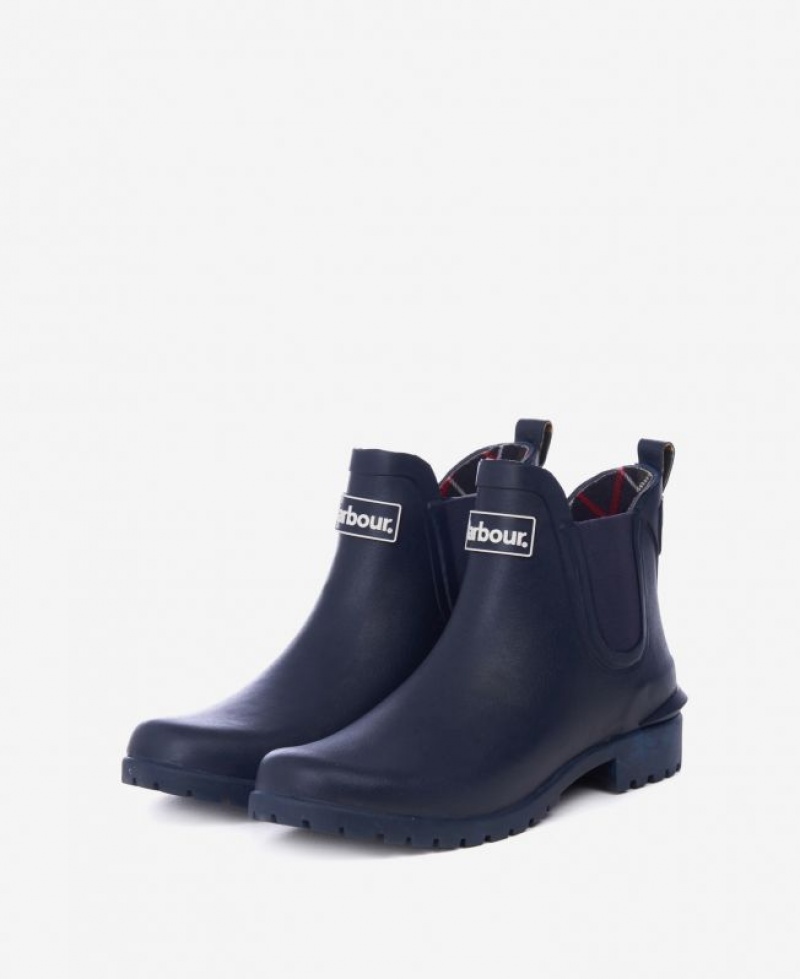 Navy Women Barbour Wilton Wellingtons Rain Boots | US-3704HQLJO