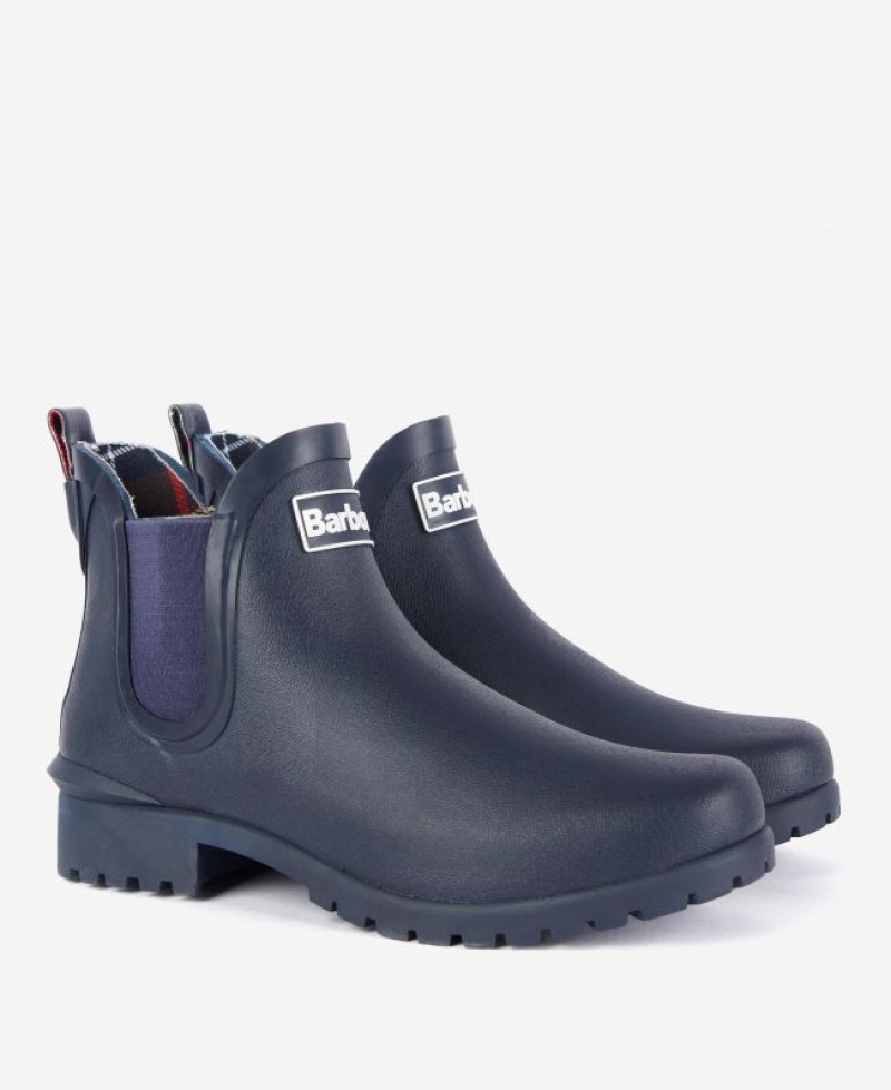 Navy Women Barbour Wilton Wellingtons Rain Boots | US-3704HQLJO