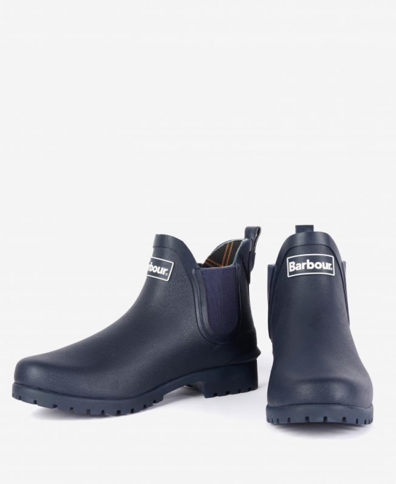 Navy Women Barbour Wilton Wellingtons Rain Boots | US-3704HQLJO