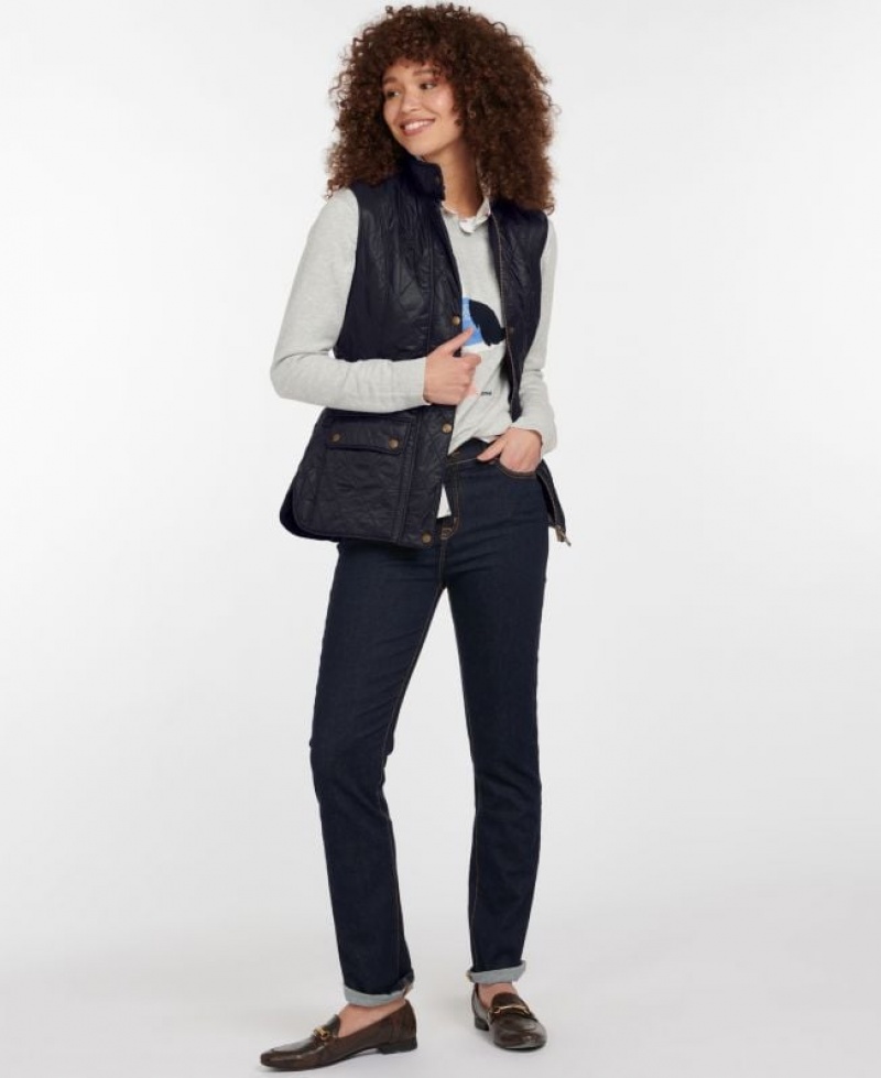 Navy Women Barbour Wray Vest | US-6279IMKTW