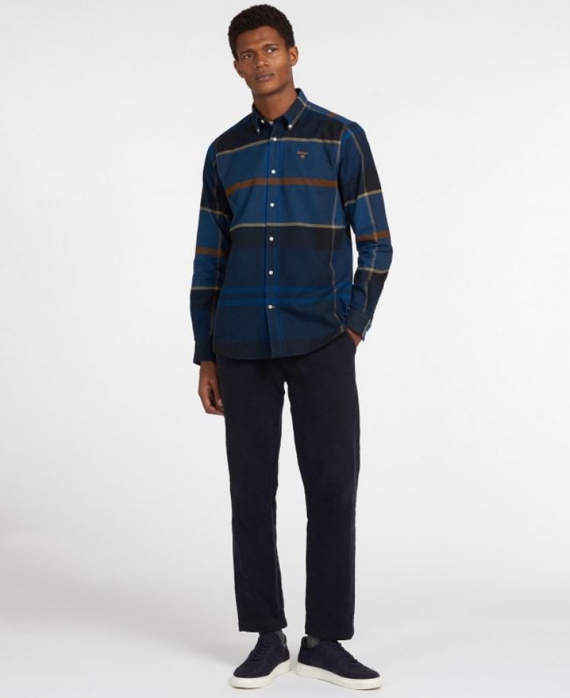 Navy / Black Men Barbour Iceloch Tailored Shirts | US-9245YPXNQ