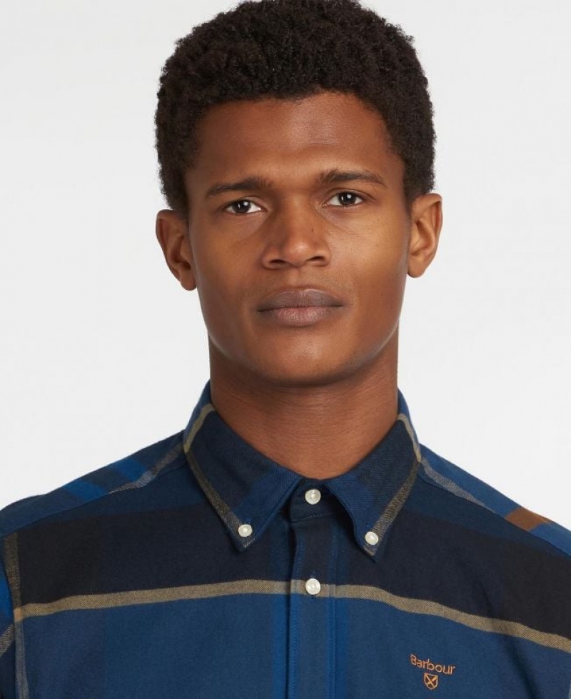 Navy / Black Men Barbour Iceloch Tailored Shirts | US-9245YPXNQ