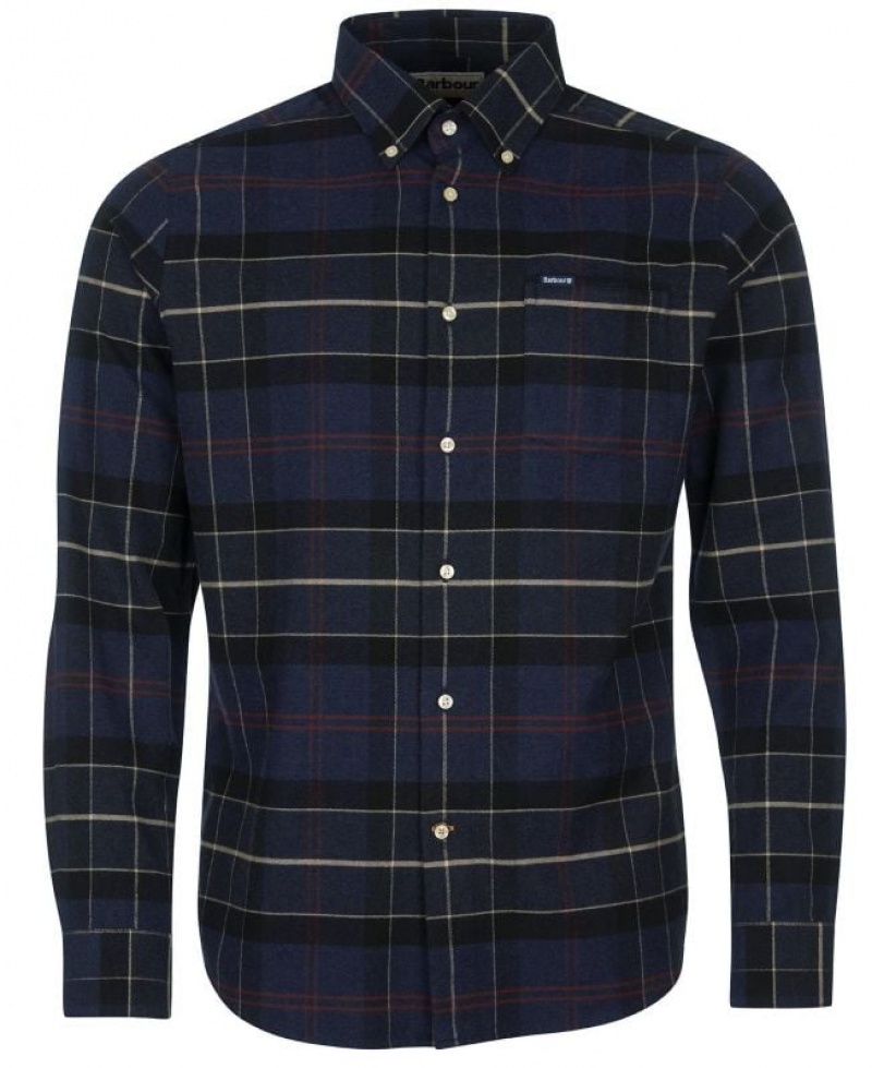 Navy / Black Men Barbour Lutsleigh Shirts | US-3025YWZFX