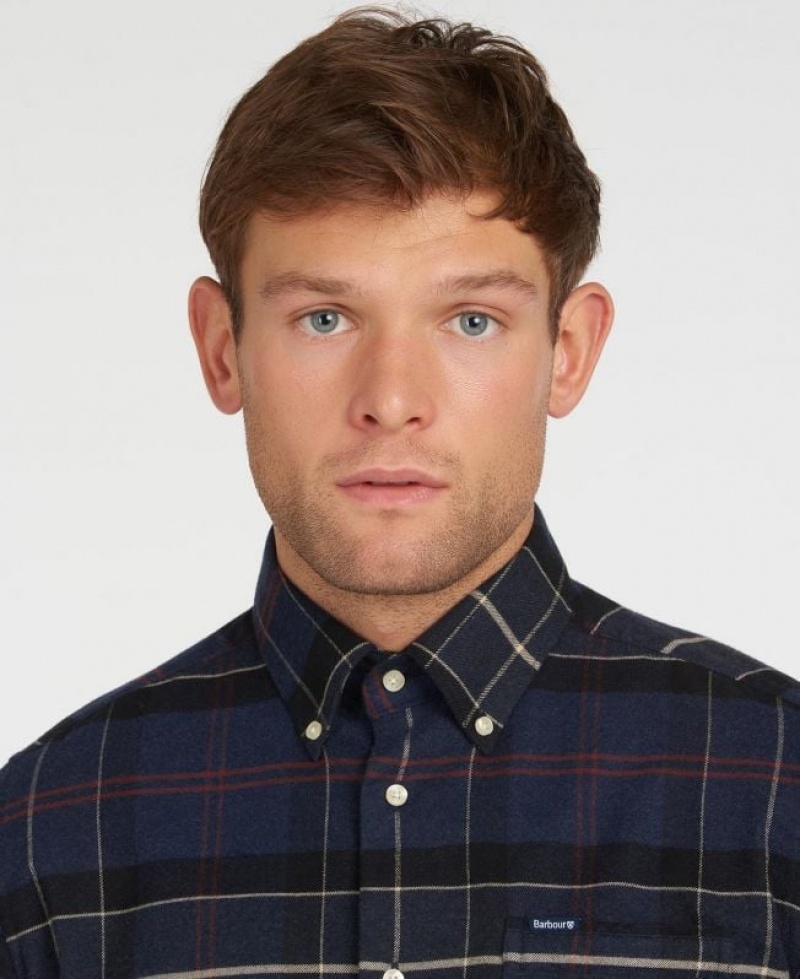 Navy / Black Men Barbour Lutsleigh Shirts | US-3025YWZFX