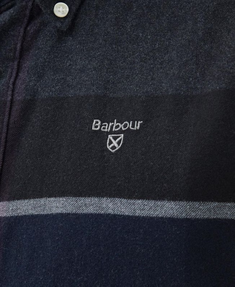 Navy / Black / Dark Grey Men Barbour Iceloch Tailored Shirts | US-2583THIYO