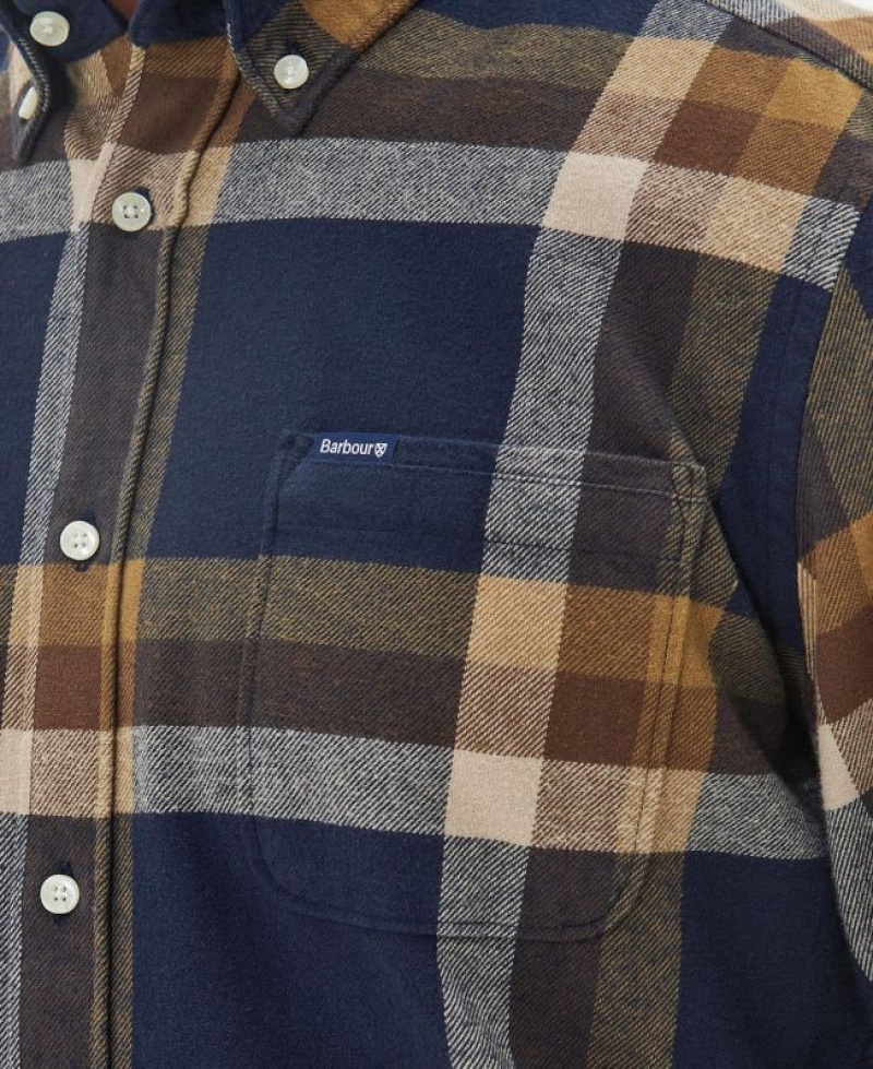 Navy / Brown / Grey Men Barbour Folley Tailored Shirts | US-4109TFYIB