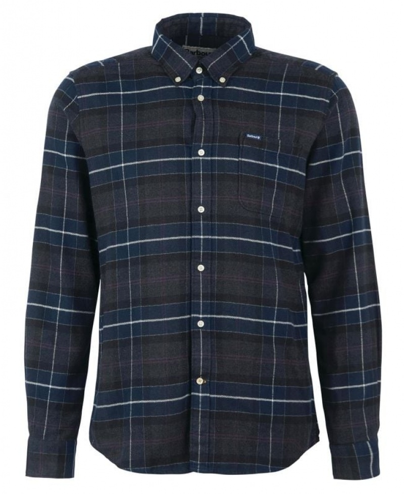 Navy / Dark Grey Men Barbour Kyeloch Tailored Shirts | US-3147QBDKR