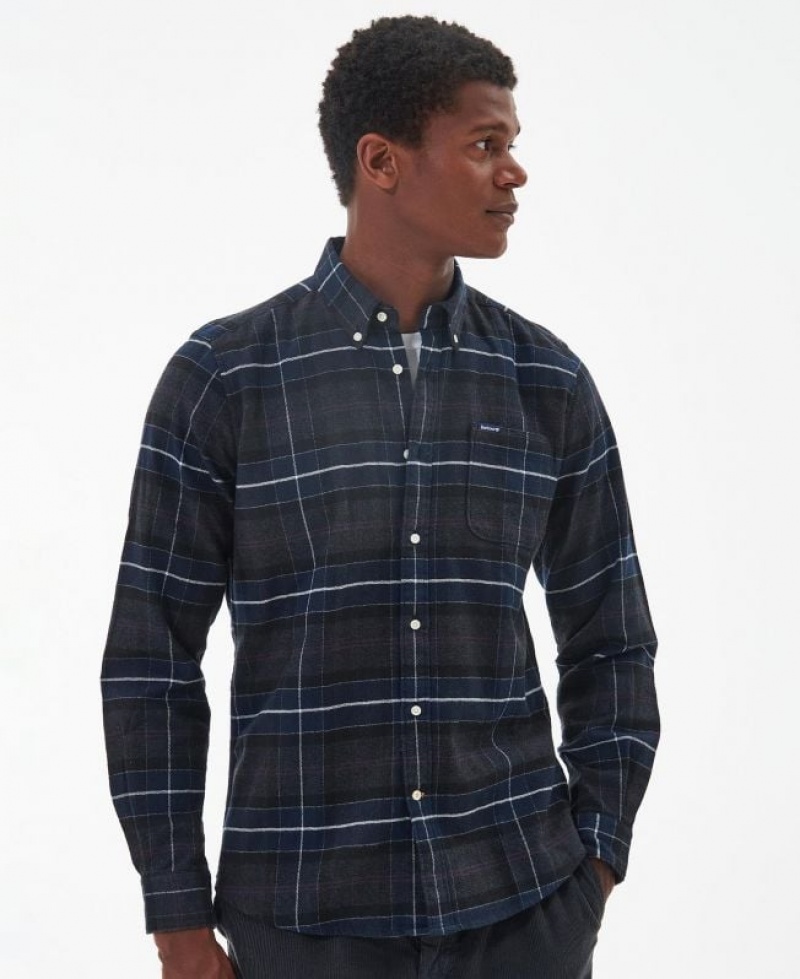 Navy / Dark Grey Men Barbour Kyeloch Tailored Shirts | US-3147QBDKR