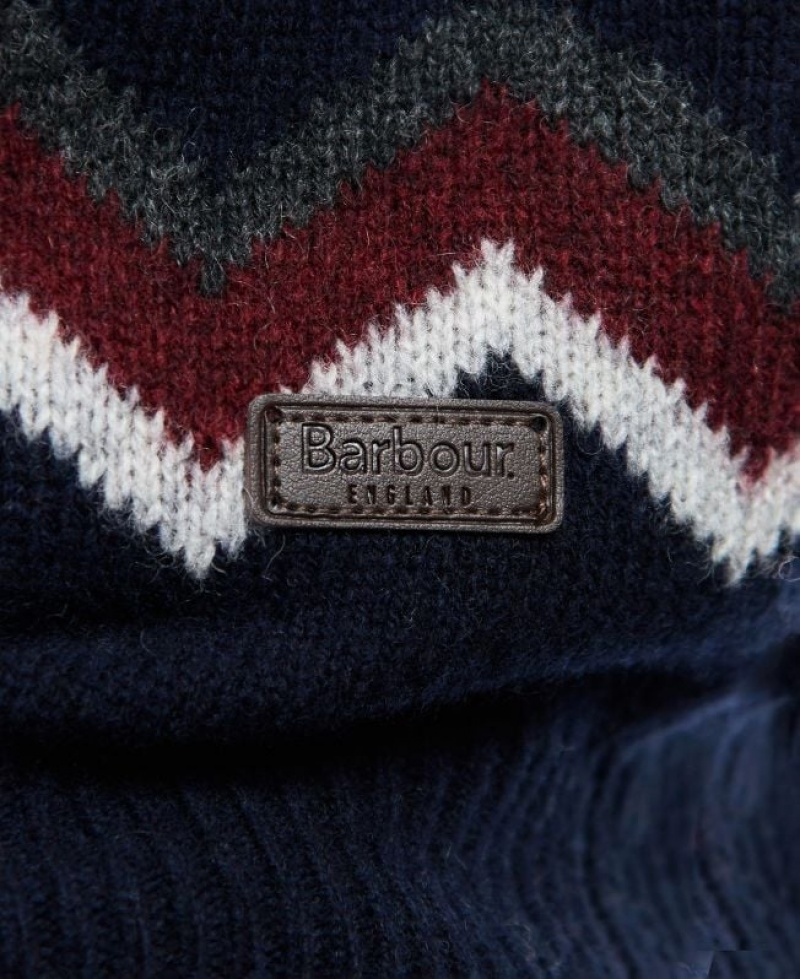 Navy / Dark Red / Grey Men Barbour Regis Fairisle Sweatshirt | US-1253BOQLX