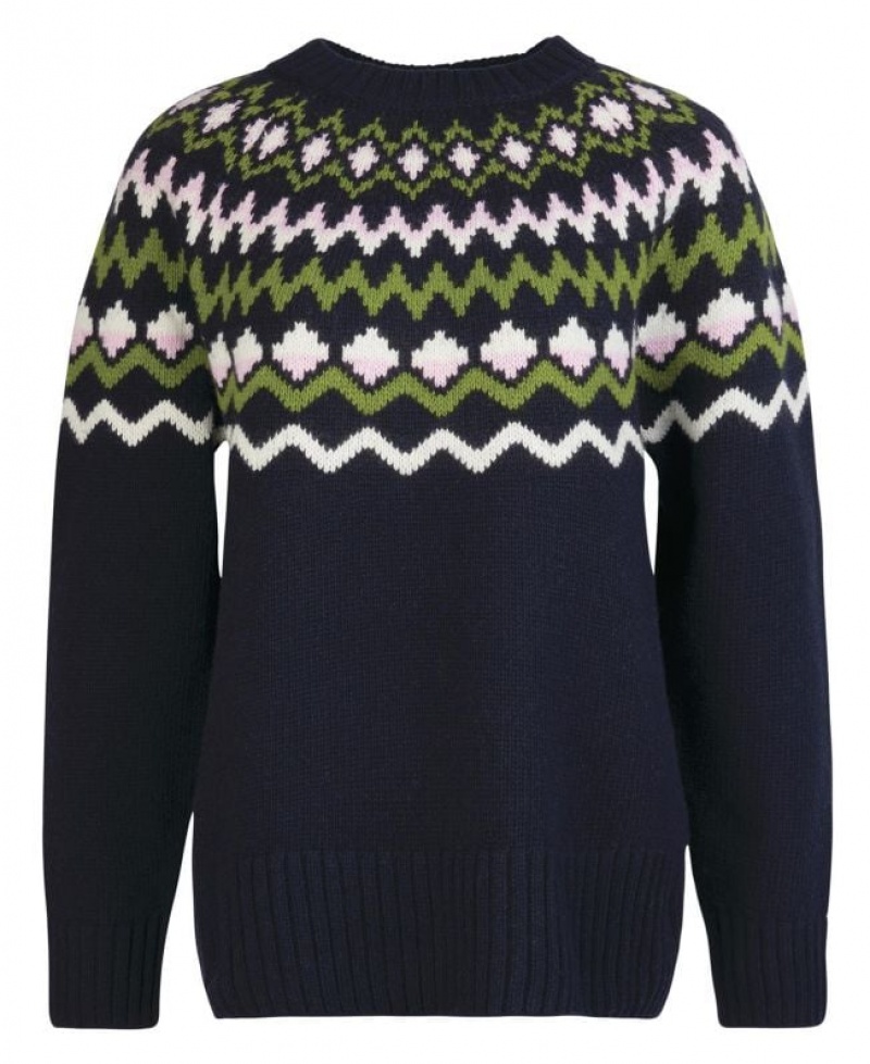 Navy / Green Women Barbour Chesil Knitted Sweater | US-1568TIFDU